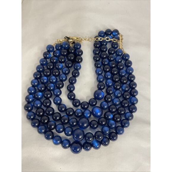 NORDSTORM RCK BAUBLEBAR BRILLIANT BLUE GRADUATED 5 MULTISTRAND NECKLACE 9 IN - Picture 2 of 5